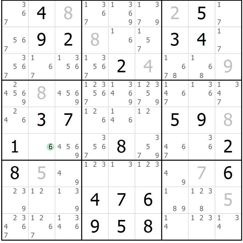 Position des candidats pour la solution de la Gr 10 page 13 du magazine de sudoku Virtuose n° 130