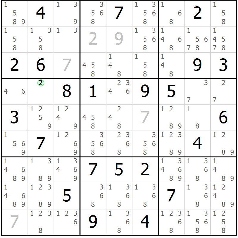Position des candidats pour la solution de la Gr 12 page 15 du magazine de sudoku Virtuose n° 130