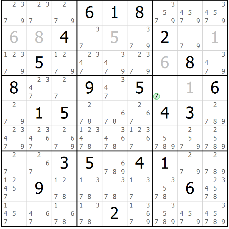 Position des candidats pour la solution de la Gr 13 page 16 du magazine de sudoku Virtuose n° 130