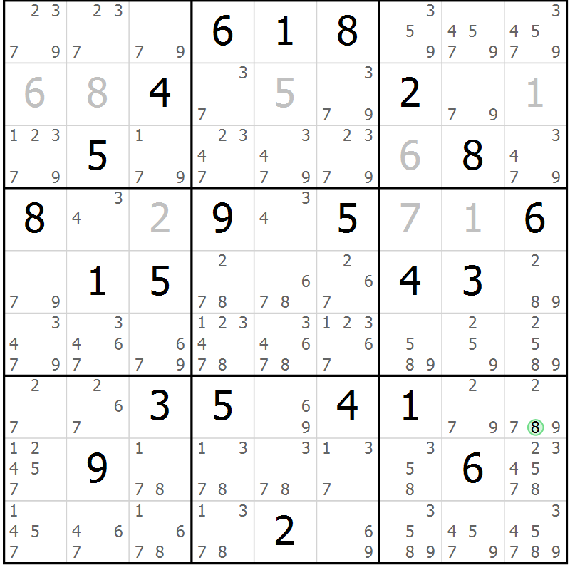 Position des candidats pour la solution de la Gr 13 page 16 du magazine de sudoku Virtuose n° 130
