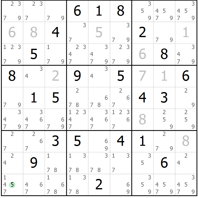 Position des candidats pour la solution de la Gr 13 page 16 du magazine de sudoku Virtuose n° 130