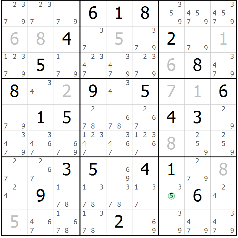 Position des candidats pour la solution de la Gr 13 page 16 du magazine de sudoku Virtuose n° 130