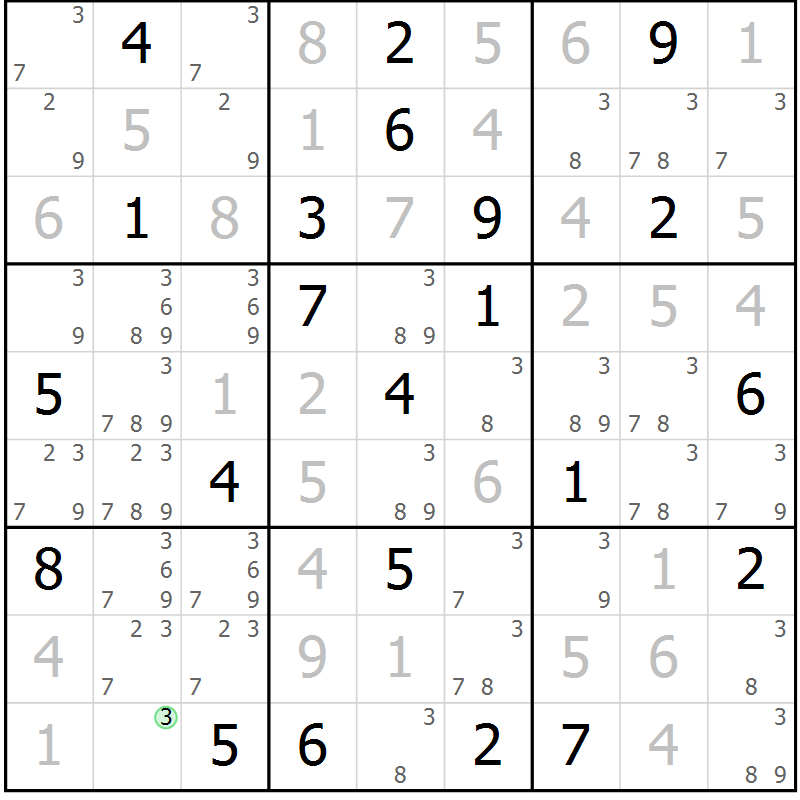 Position des candidats pour la solution de la Gr 15 page 18 du magazine de sudoku Virtuose n° 130