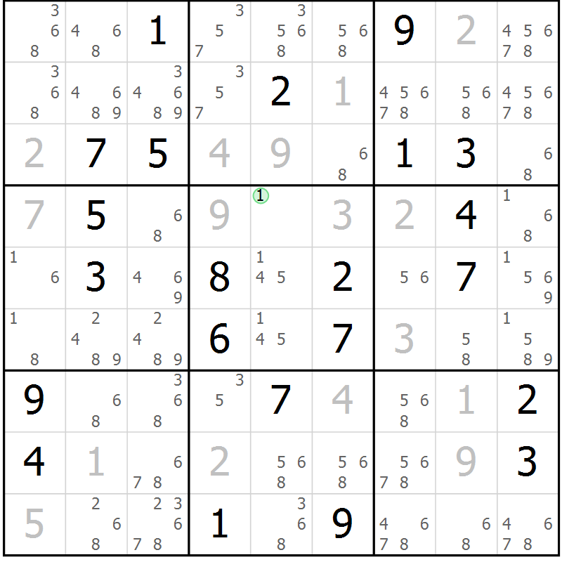 Position des candidats pour la solution de la Gr 16 page 19 du magazine de sudoku Virtuose n° 130