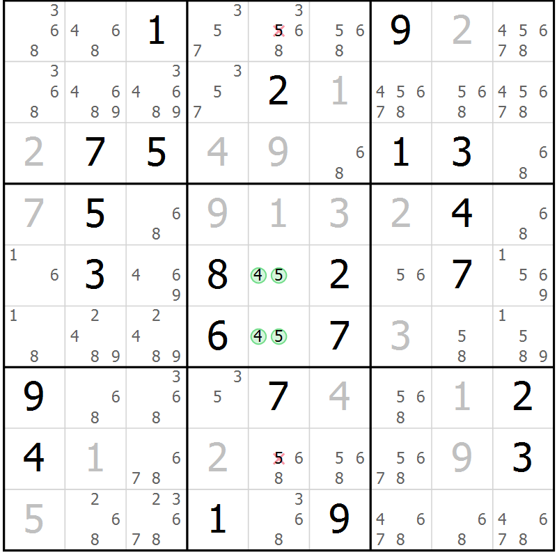Position des candidats pour la solution de la Gr 16 page 19 du magazine de sudoku Virtuose n° 130