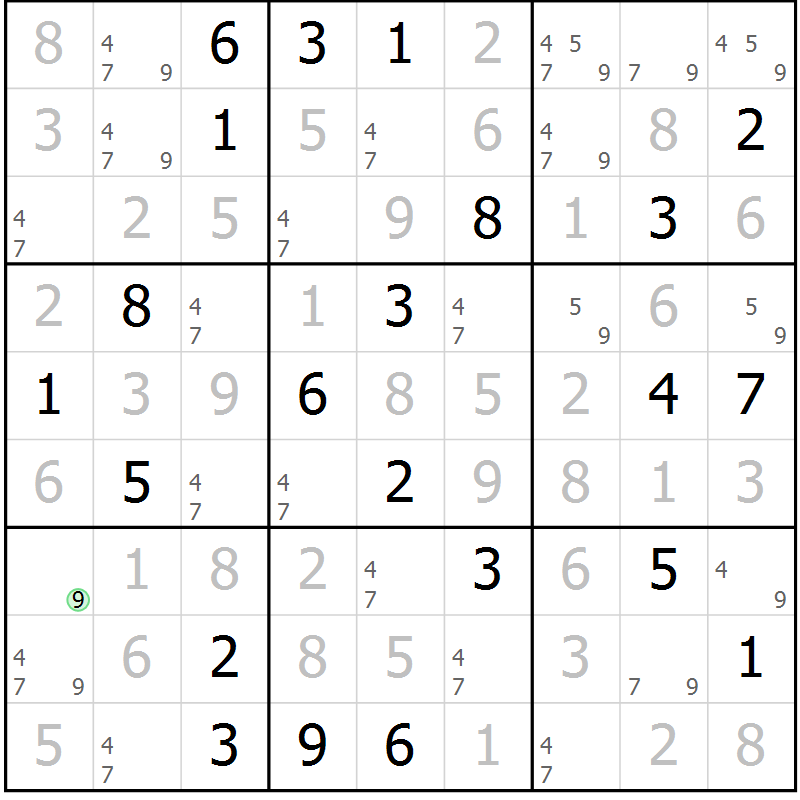 Position des candidats pour la solution de la Gr 17 page 20 du magazine de sudoku Virtuose n° 130