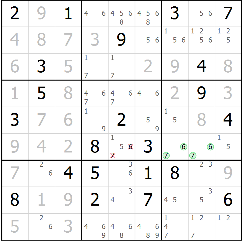 Position des candidats pour la solution de la Gr 19 page 22 du magazine de sudoku Virtuose n° 130