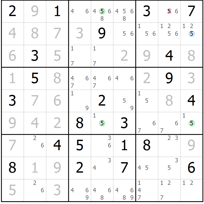 Position des candidats pour la solution de la Gr 19 page 22 du magazine de sudoku Virtuose n° 130