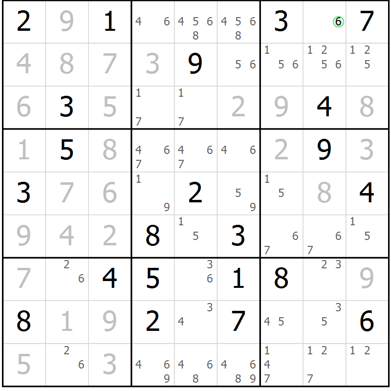 Position des candidats pour la solution de la Gr 19 page 22 du magazine de sudoku Virtuose n° 130