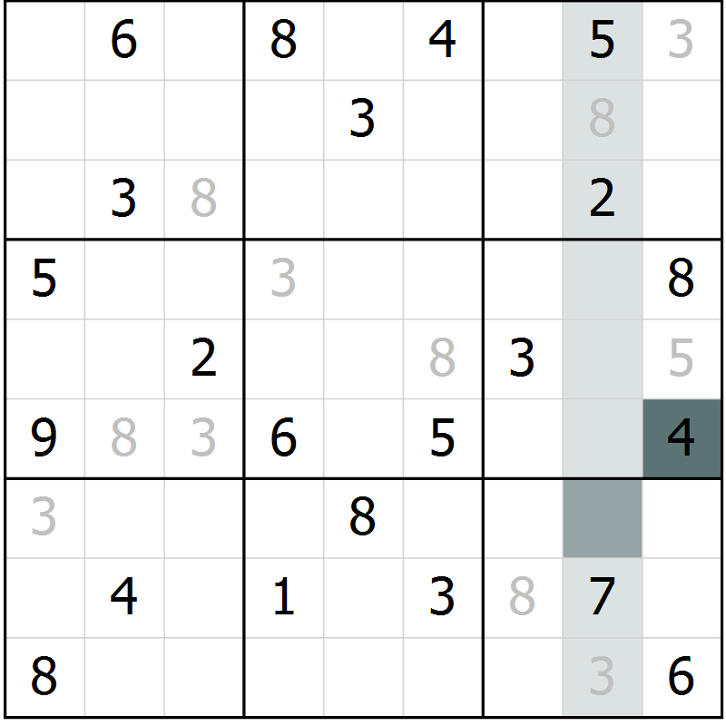 Position des candidats pour la solution de la Gr 2 page 5 du magazine de sudoku Virtuose n° 130