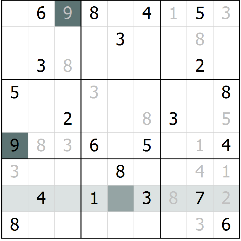 Position des candidats pour la solution de la Gr 2 page 5 du magazine de sudoku Virtuose n° 130