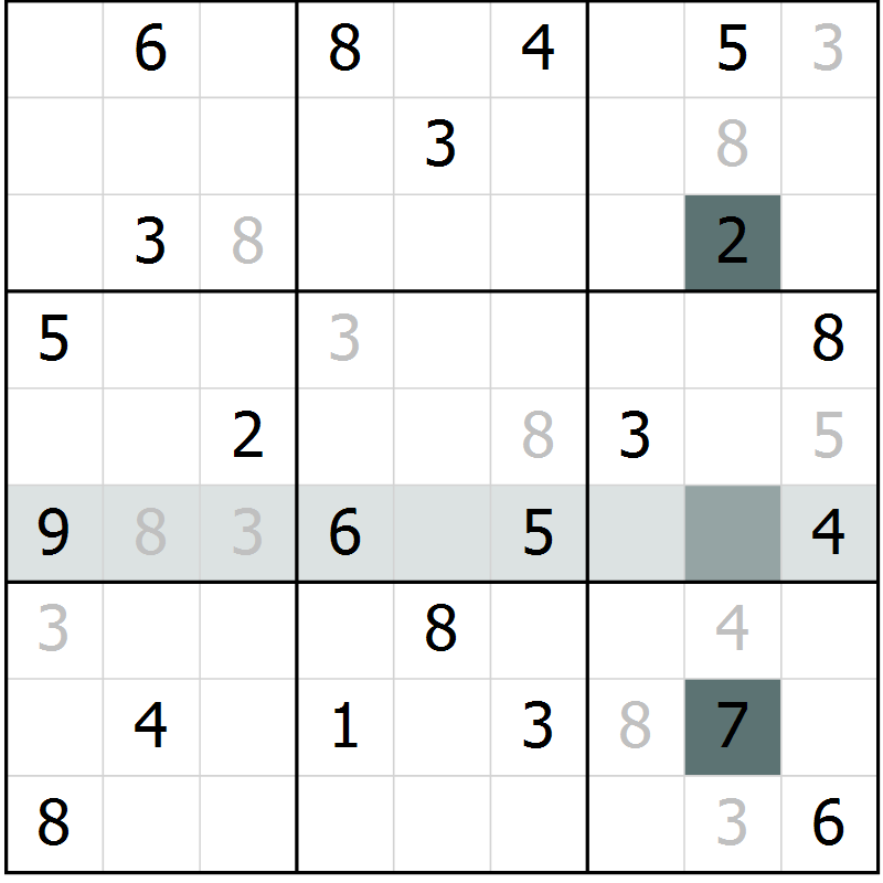 Position des candidats pour la solution de la Gr 2 page 5 du magazine de sudoku Virtuose n° 130