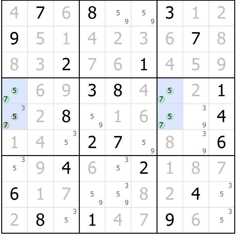 Position des candidats pour la solution de la Gr 20 page 23 du magazine de sudoku Virtuose n° 130