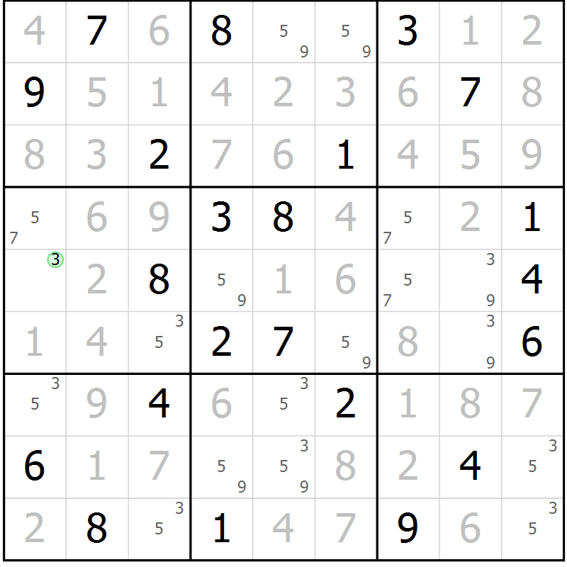 Position des candidats pour la solution de la Gr 20 page 23 du magazine de sudoku Virtuose n° 130