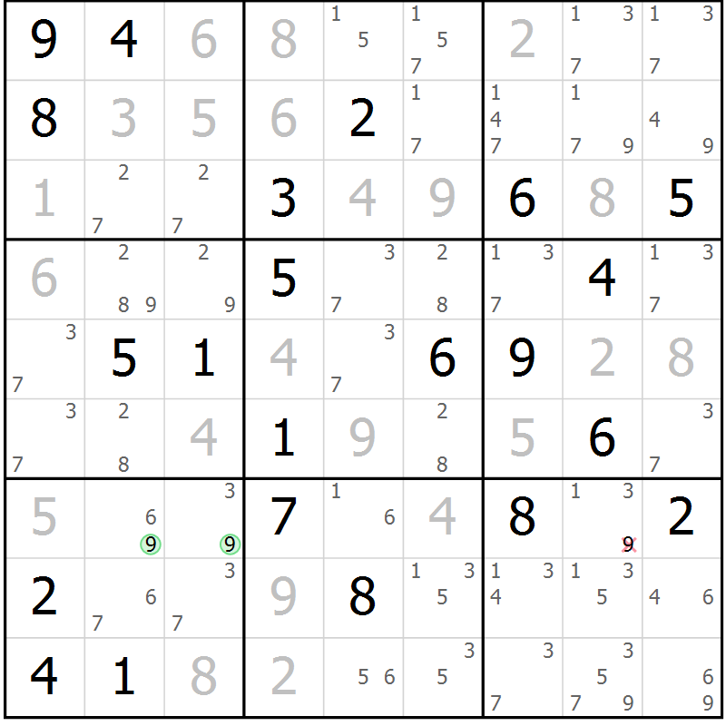 Position des candidats pour la solution de la Gr 21 page 24 du magazine de sudoku Virtuose n° 130