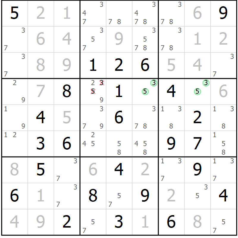 Position des candidats pour la solution de la Gr 23 page 26 du magazine de sudoku Virtuose n° 130