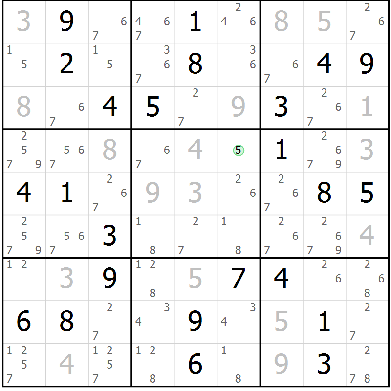 Position des candidats pour la solution de la Gr 24 page 27 du magazine de sudoku Virtuose n° 130