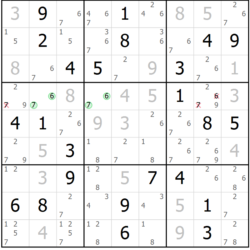 Position des candidats pour la solution de la Gr 24 page 27 du magazine de sudoku Virtuose n° 130