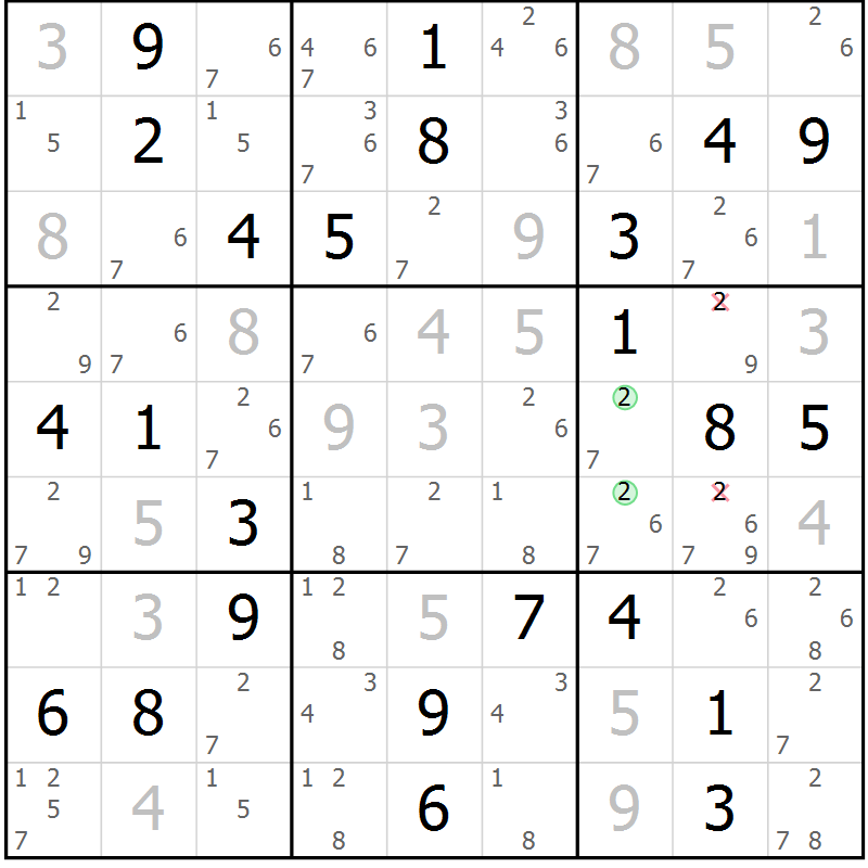 Position des candidats pour la solution de la Gr 24 page 27 du magazine de sudoku Virtuose n° 130