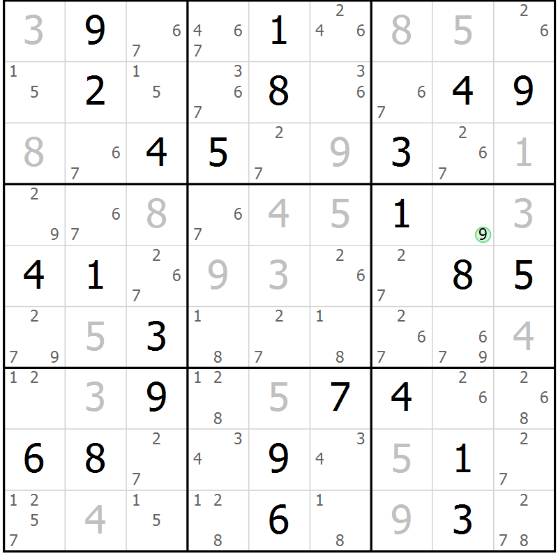 Position des candidats pour la solution de la Gr 24 page 27 du magazine de sudoku Virtuose n° 130