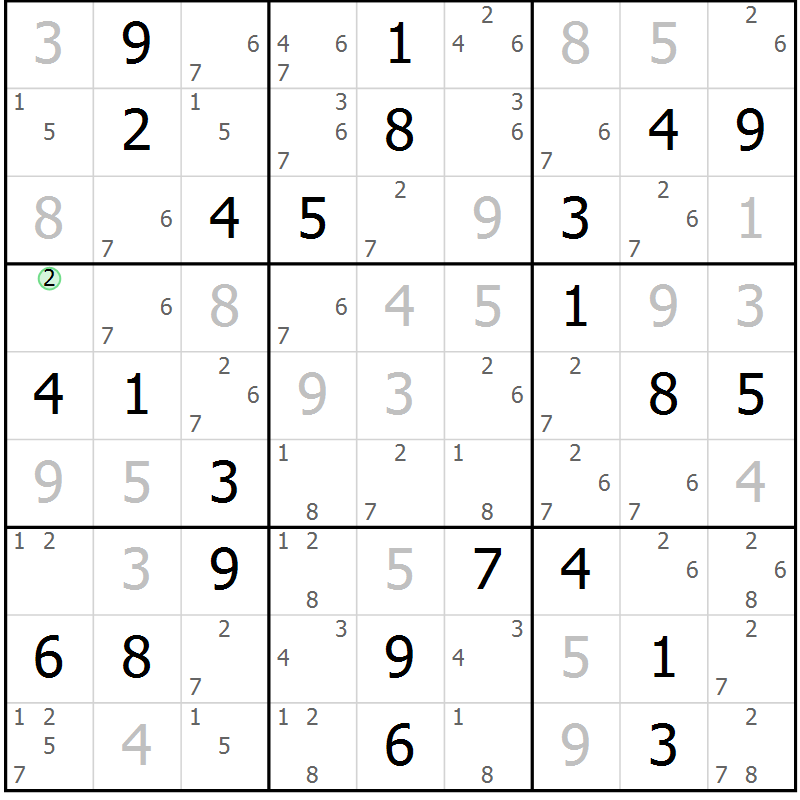 Position des candidats pour la solution de la Gr 24 page 27 du magazine de sudoku Virtuose n° 130