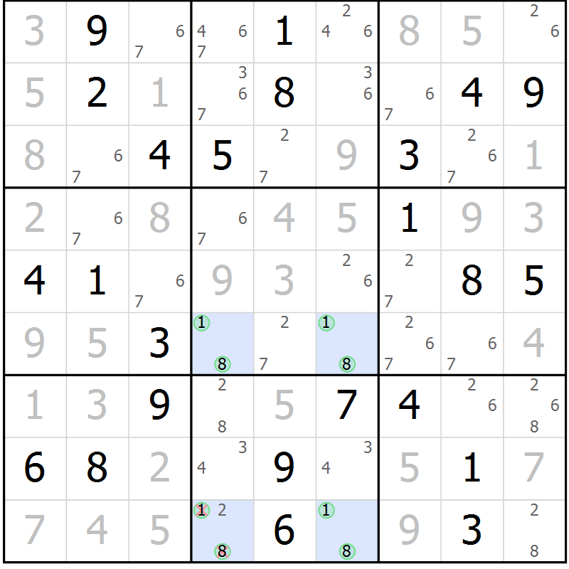 Position des candidats pour la solution de la Gr 24 page 27 du magazine de sudoku Virtuose n° 130