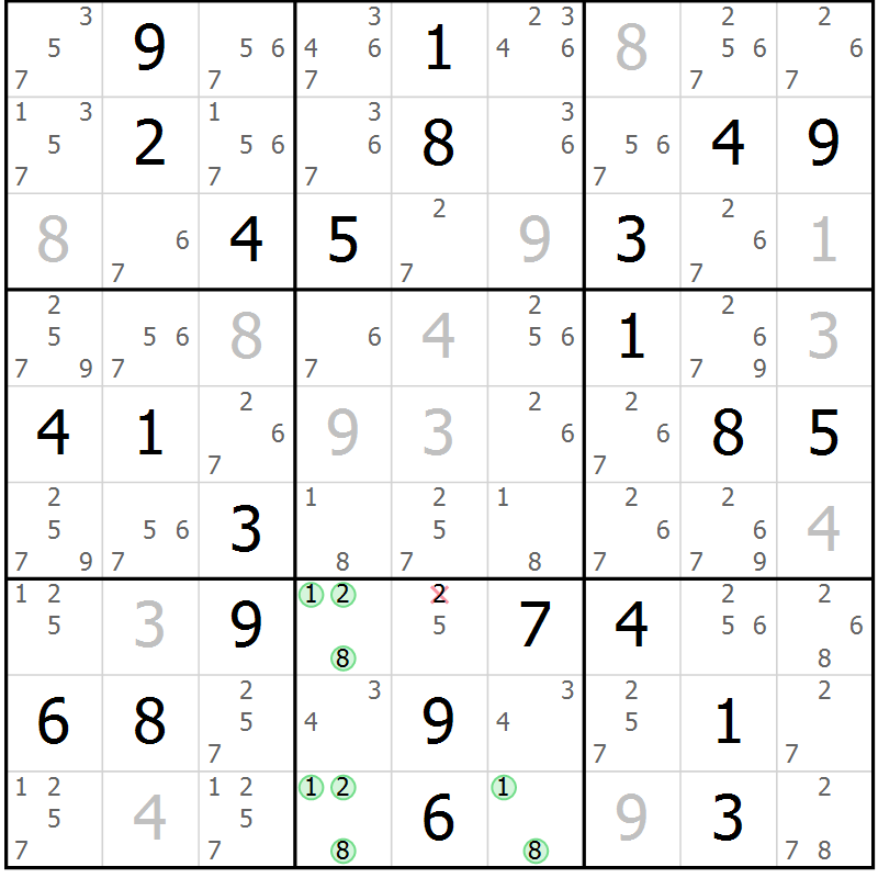 Position des candidats pour la solution de la Gr 24 page 27 du magazine de sudoku Virtuose n° 130