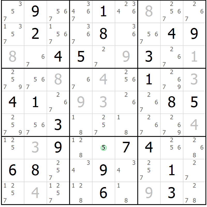 Position des candidats pour la solution de la Gr 24 page 27 du magazine de sudoku Virtuose n° 130