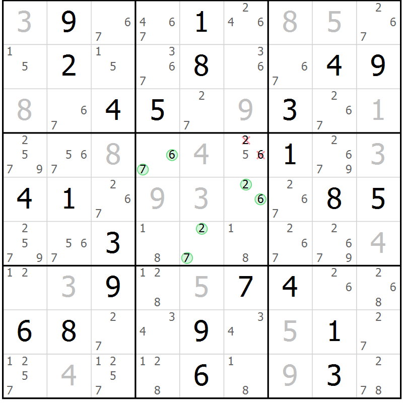 Position des candidats pour la solution de la Gr 24 page 27 du magazine de sudoku Virtuose n° 130