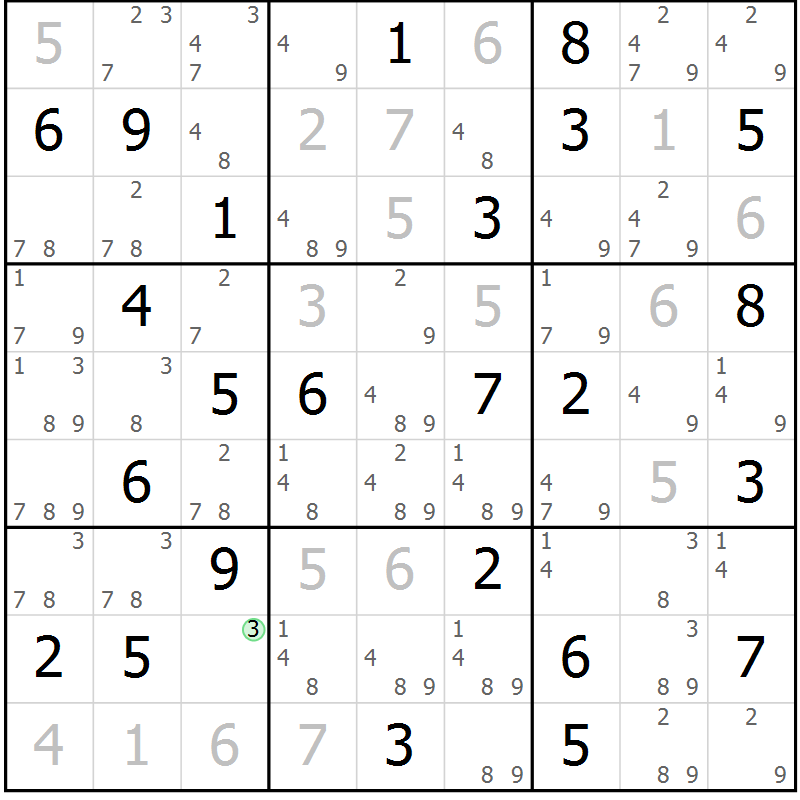 Position des candidats pour la solution de la Gr 25 page 28 du magazine de sudoku Virtuose n° 130