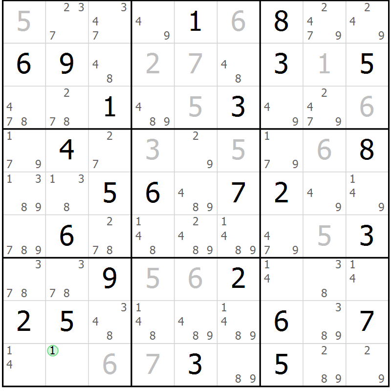 Position des candidats pour la solution de la Gr 25 page 28 du magazine de sudoku Virtuose n° 130