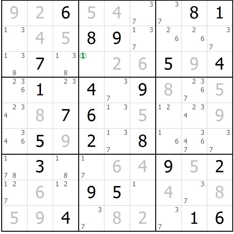 Position des candidats pour la solution de la Gr 26 page 29 du magazine de sudoku Virtuose n° 130