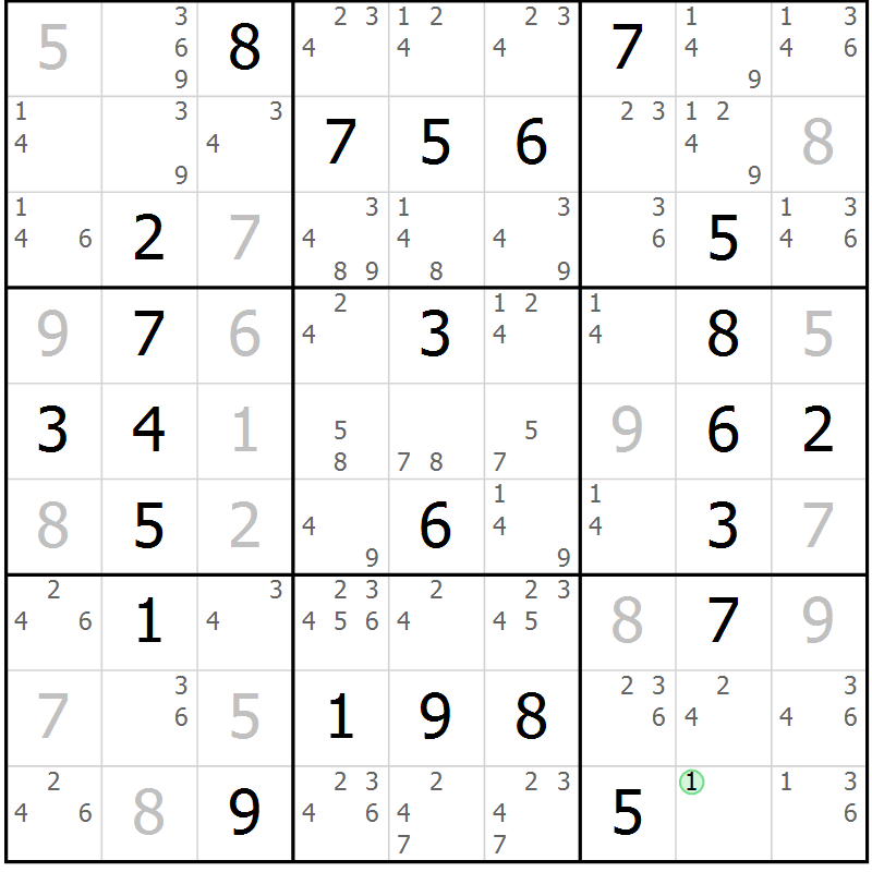 Position des candidats pour la solution de la Gr 29 page 32 du magazine de sudoku Virtuose n° 130