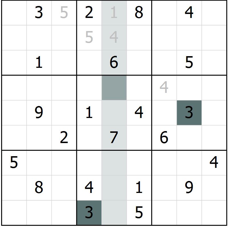 Position des candidats pour la solution de la Gr 3 page 6 du magazine de sudoku Virtuose n° 130