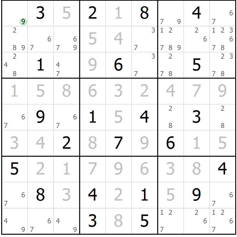 Position des candidats pour la solution de la Gr 3 page 6 du magazine de sudoku Virtuose n° 130