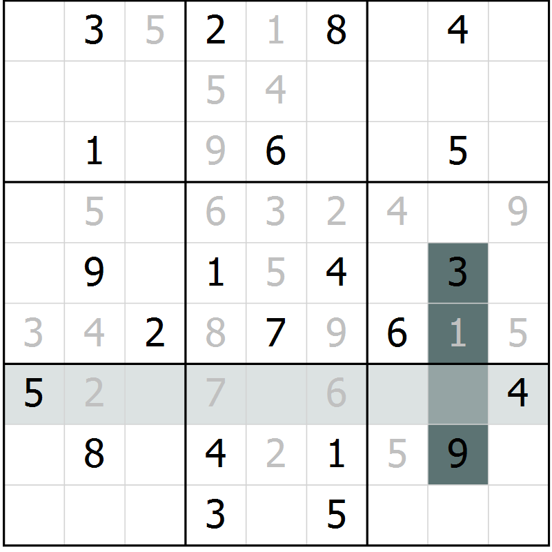 Position des candidats pour la solution de la Gr 3 page 6 du magazine de sudoku Virtuose n° 130