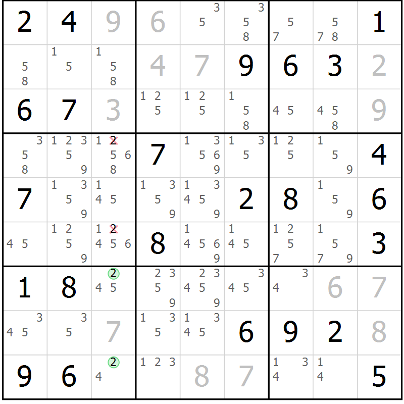 Position des candidats pour la solution de la Gr 30 page 33 du magazine de sudoku Virtuose n° 130