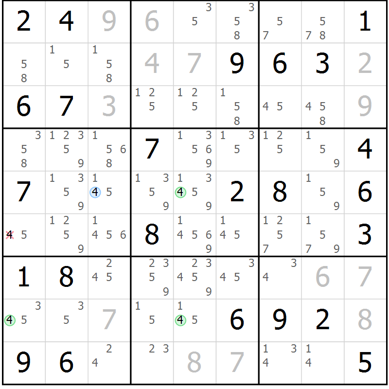Position des candidats pour la solution de la Gr 30 page 33 du magazine de sudoku Virtuose n° 130