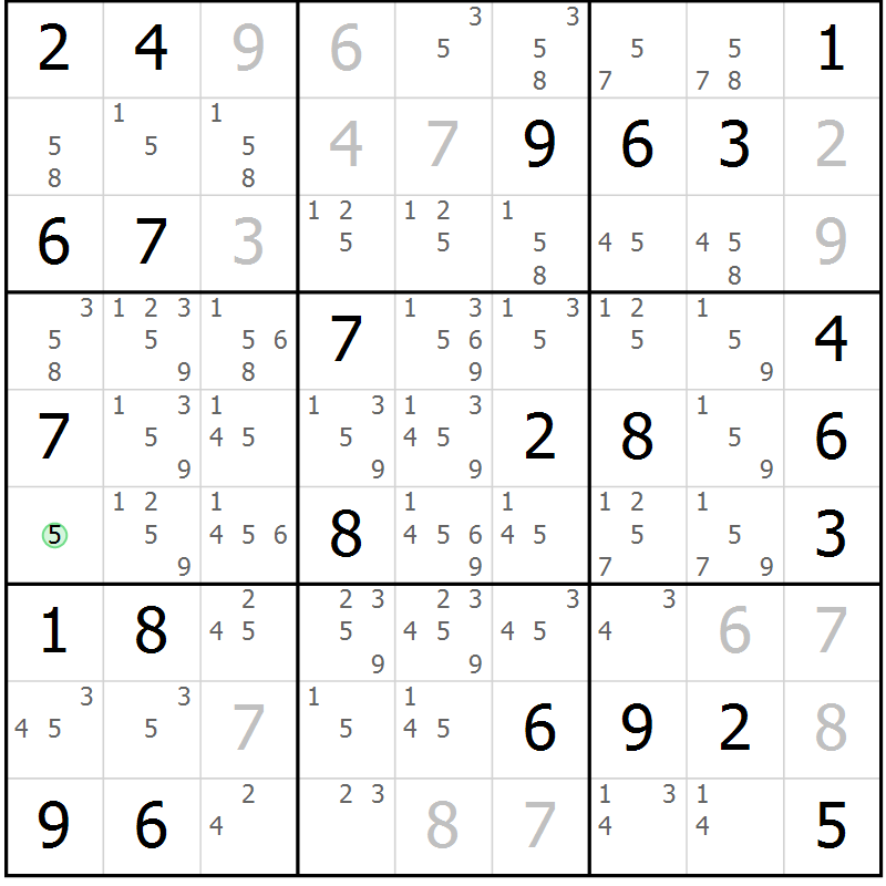 Position des candidats pour la solution de la Gr 30 page 33 du magazine de sudoku Virtuose n° 130