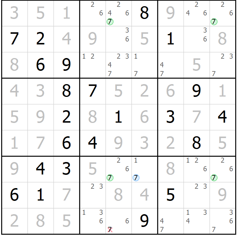 Position des candidats pour la solution de la Gr 31 page 34 du magazine de sudoku Virtuose n° 130