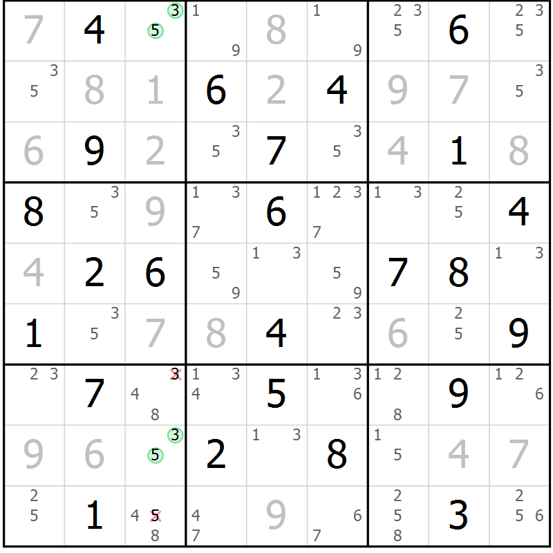 Position des candidats pour la solution de la Gr 32 page 35 du magazine de sudoku Virtuose n° 130