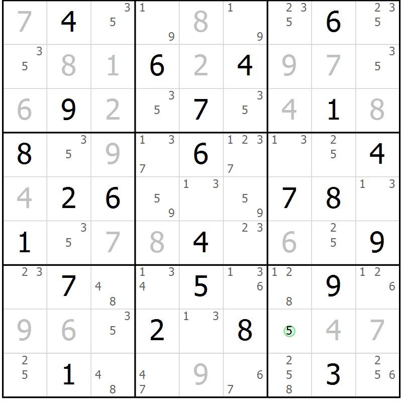 Position des candidats pour la solution de la Gr 32 page 35 du magazine de sudoku Virtuose n° 130