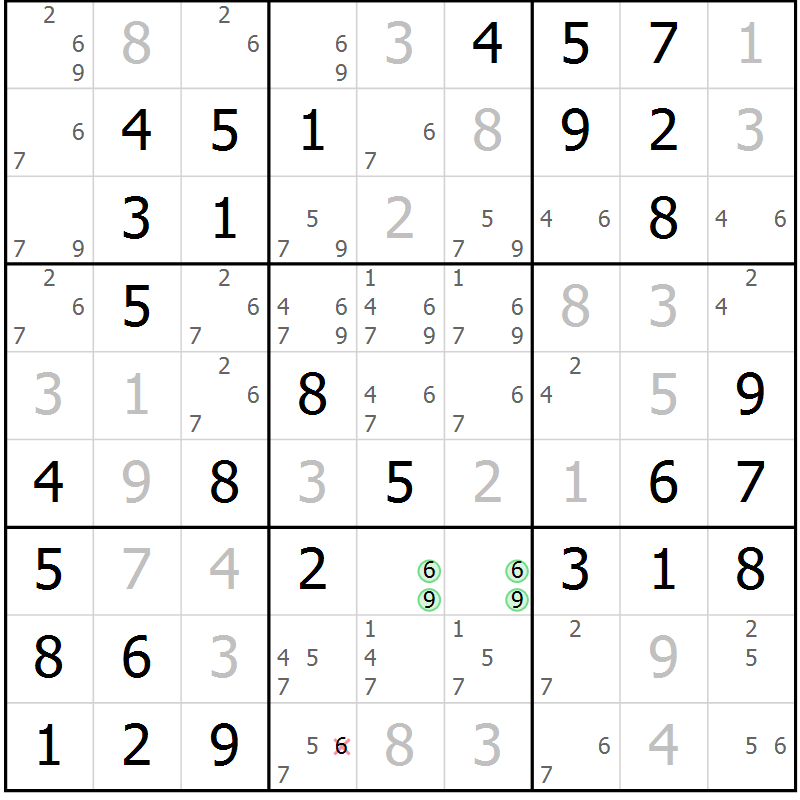 Position des candidats pour la solution de la Gr 33 page 36 du magazine de sudoku Virtuose n° 130