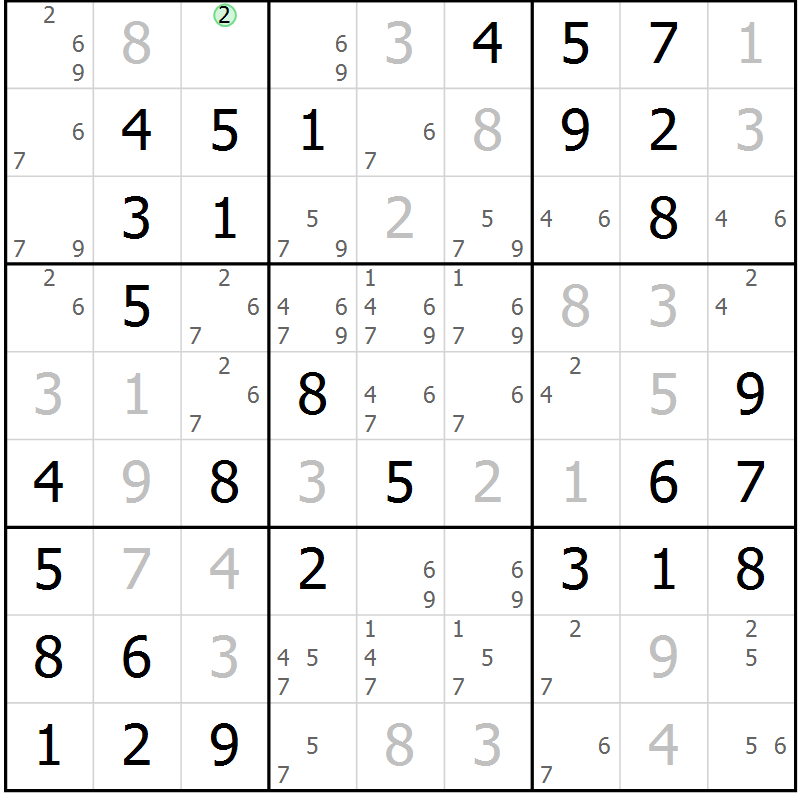 Position des candidats pour la solution de la Gr 33 page 36 du magazine de sudoku Virtuose n° 130