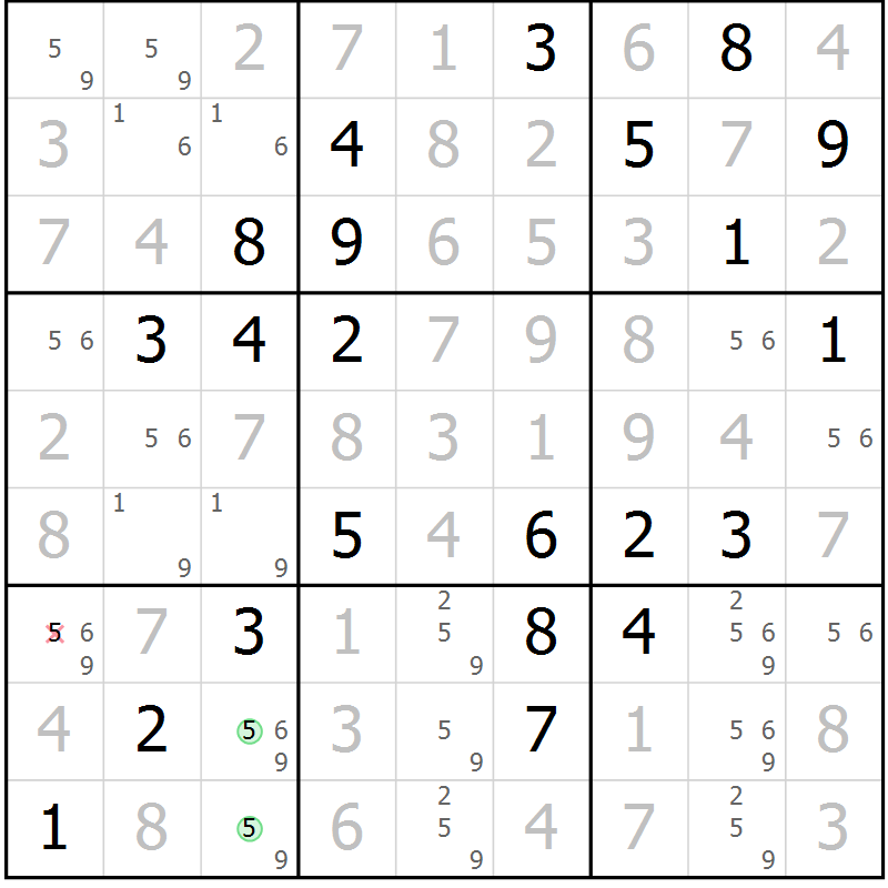 Position des candidats pour la solution de la Gr 34 page 37 du magazine de sudoku Virtuose n° 130