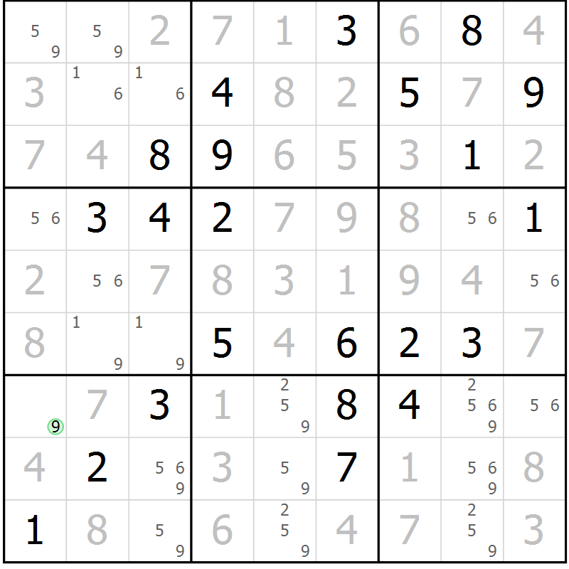 Position des candidats pour la solution de la Gr 34 page 37 du magazine de sudoku Virtuose n° 130