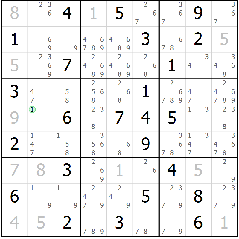 Position des candidats pour la solution de la Gr 35 page 38 du magazine de sudoku Virtuose n° 130