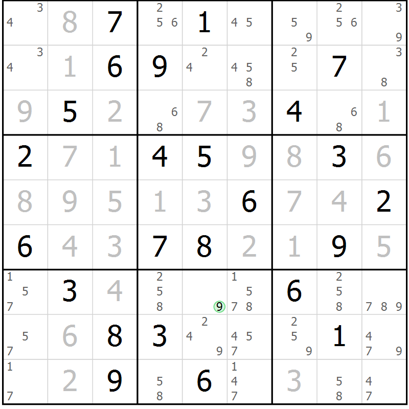 Position des candidats pour la solution de la Gr 36 page 39 du magazine de sudoku Virtuose n° 130