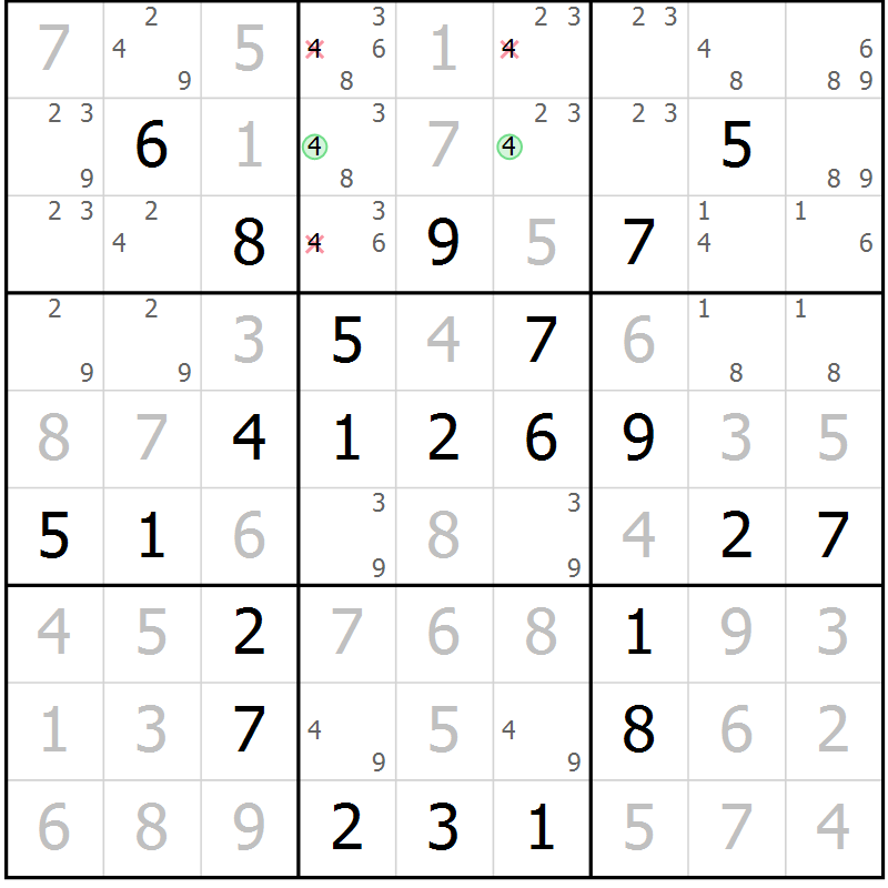 Position des candidats pour la solution de la Gr 37 page 40 du magazine de sudoku Virtuose n° 130