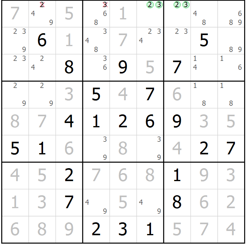 Position des candidats pour la solution de la Gr 37 page 40 du magazine de sudoku Virtuose n° 130
